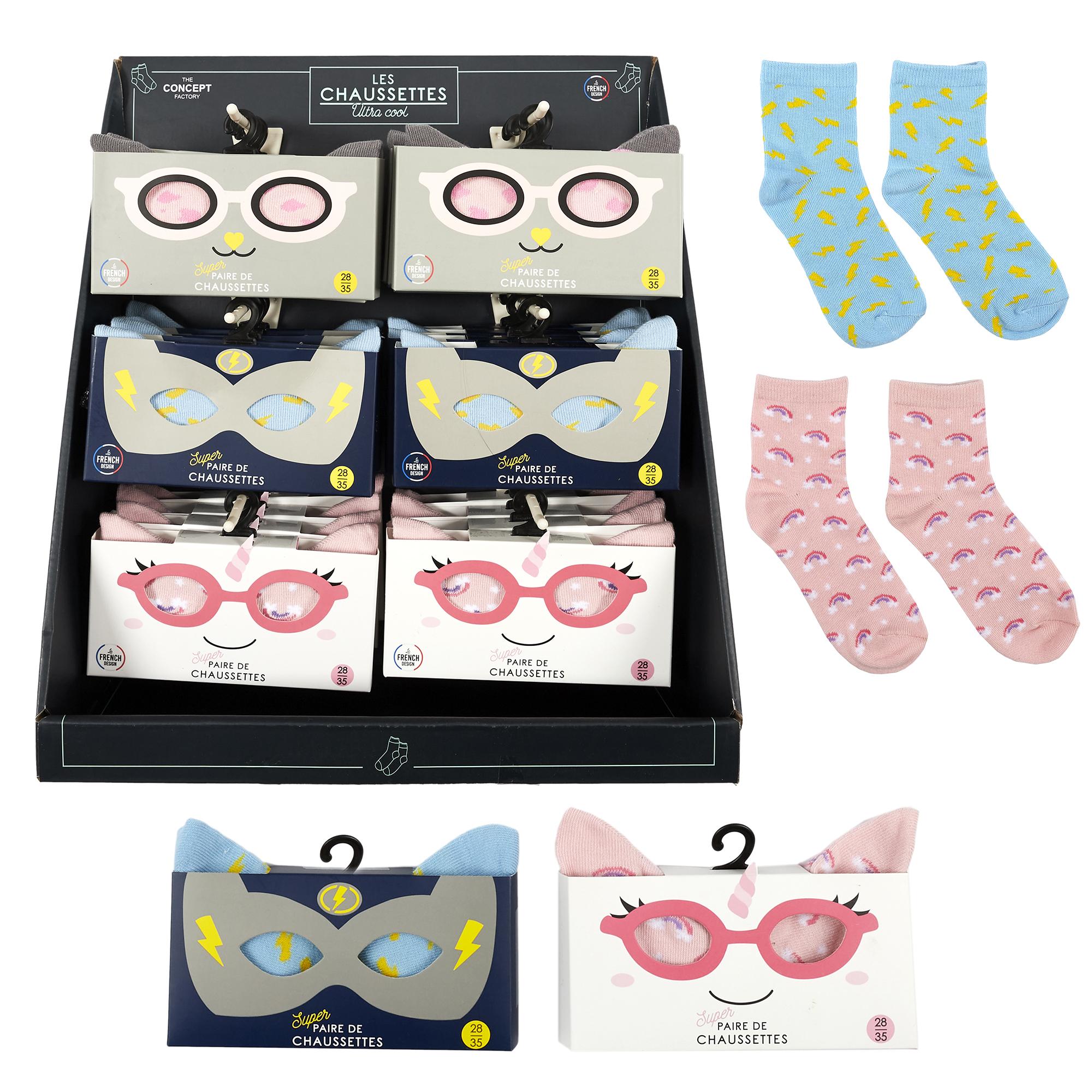 CHAUSSETTES LICORNE CHAT SUPER HERO ENFANT
