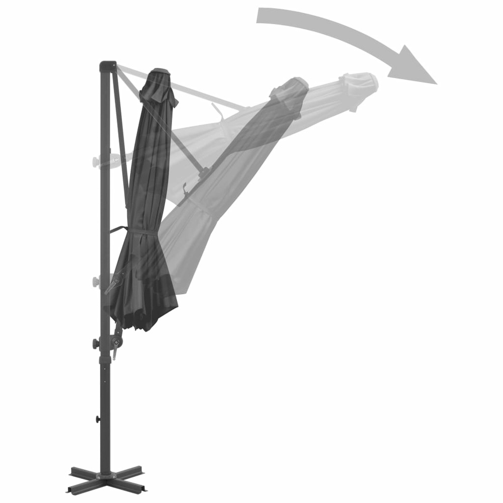 Parasol meuble de jardin en porte-à-faux et poteau en aluminium 300cm anthracite