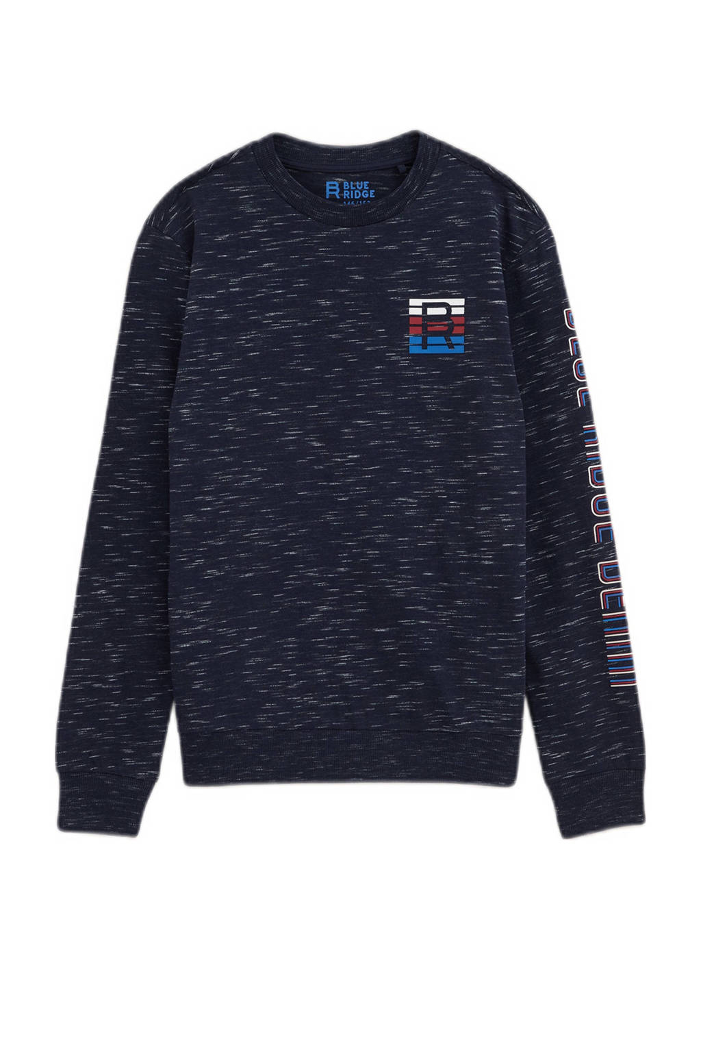 WE Fashion gemêleerde sweater donkerblauw/wit/rood