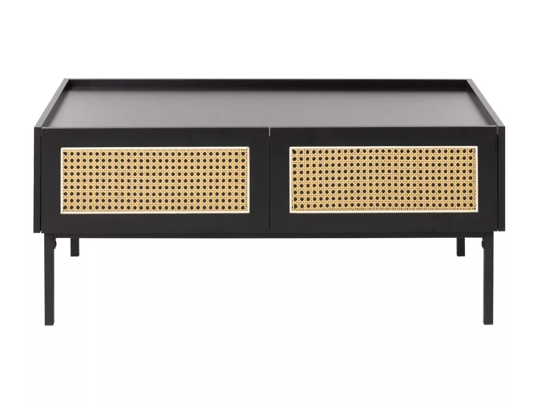 Table basse noir et rotin CULLEN