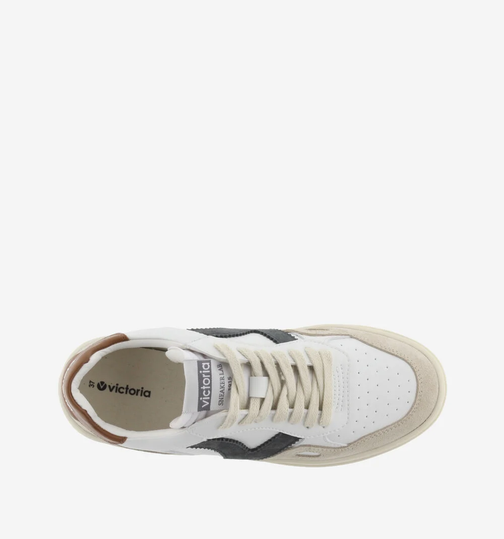 SEUL EFFET CUIR & CUIR FENDU Baskets unisexes semelles beiges CUERO