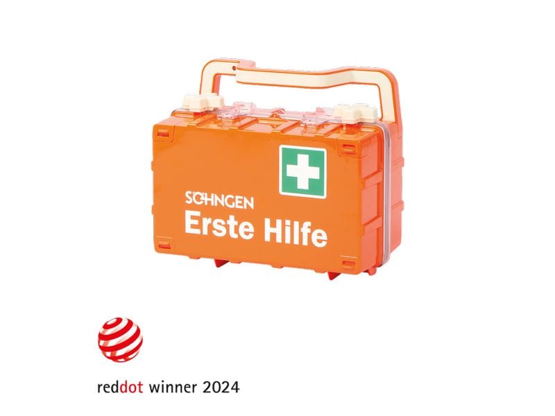 SÖHNGEN Erste-Hilfe-Set DYNAMIC-GLOW, DIN 13157, Orange, S Erste-Hilfe-Koffer inklusive Wandhalterung