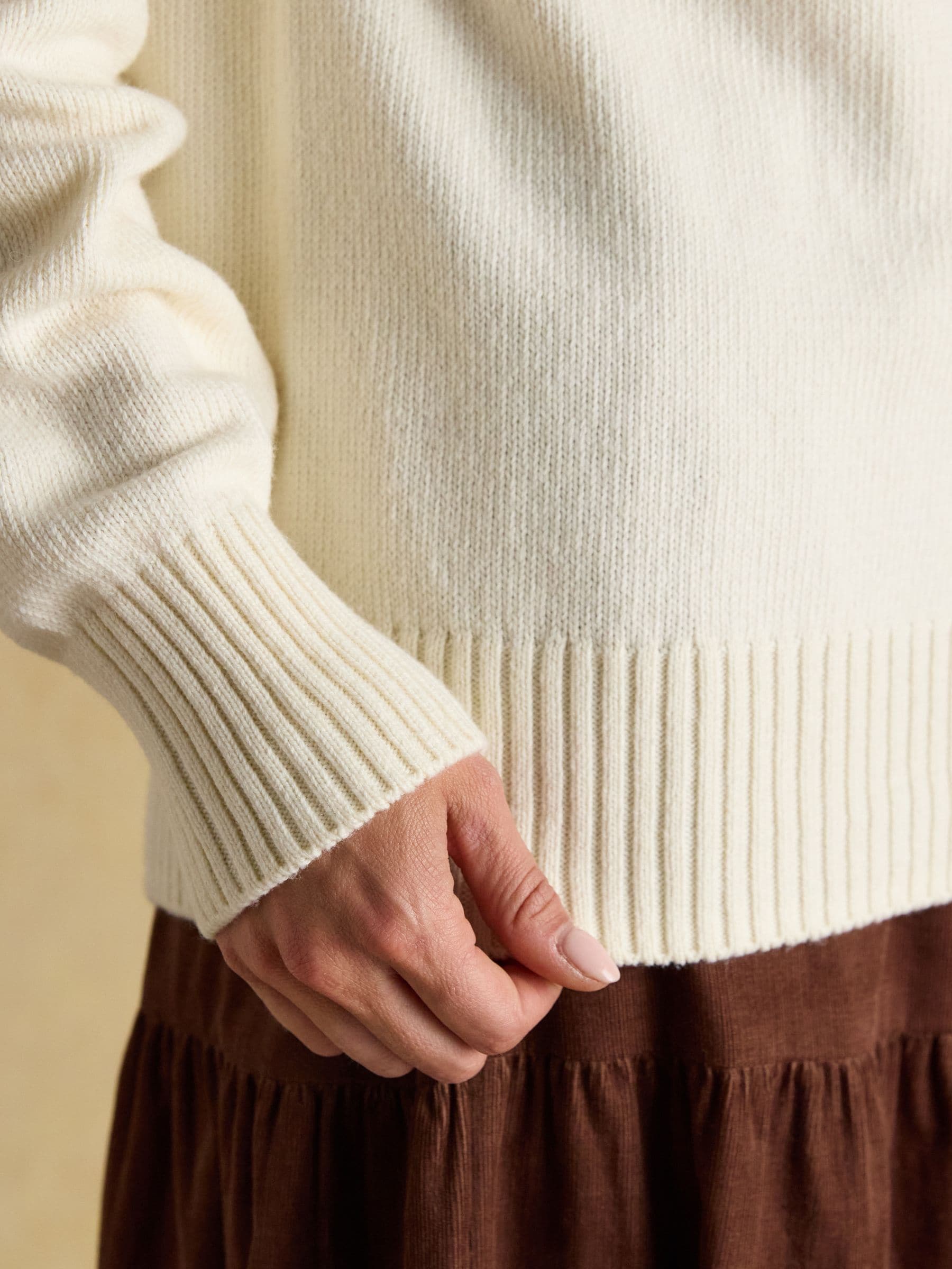 Crème - Joules Alba Fair Isle High Neck Cotton-Blend Jumper