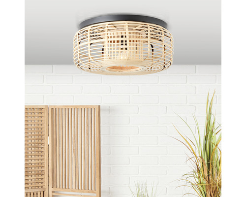 Plafondlamp, 1-lichts, Ø 45 cm, Crosstown, naturel/zwart