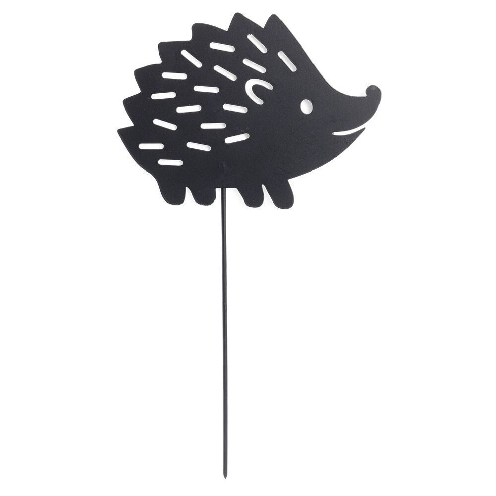 Animal déco à planter hérisson métal noir H37cm