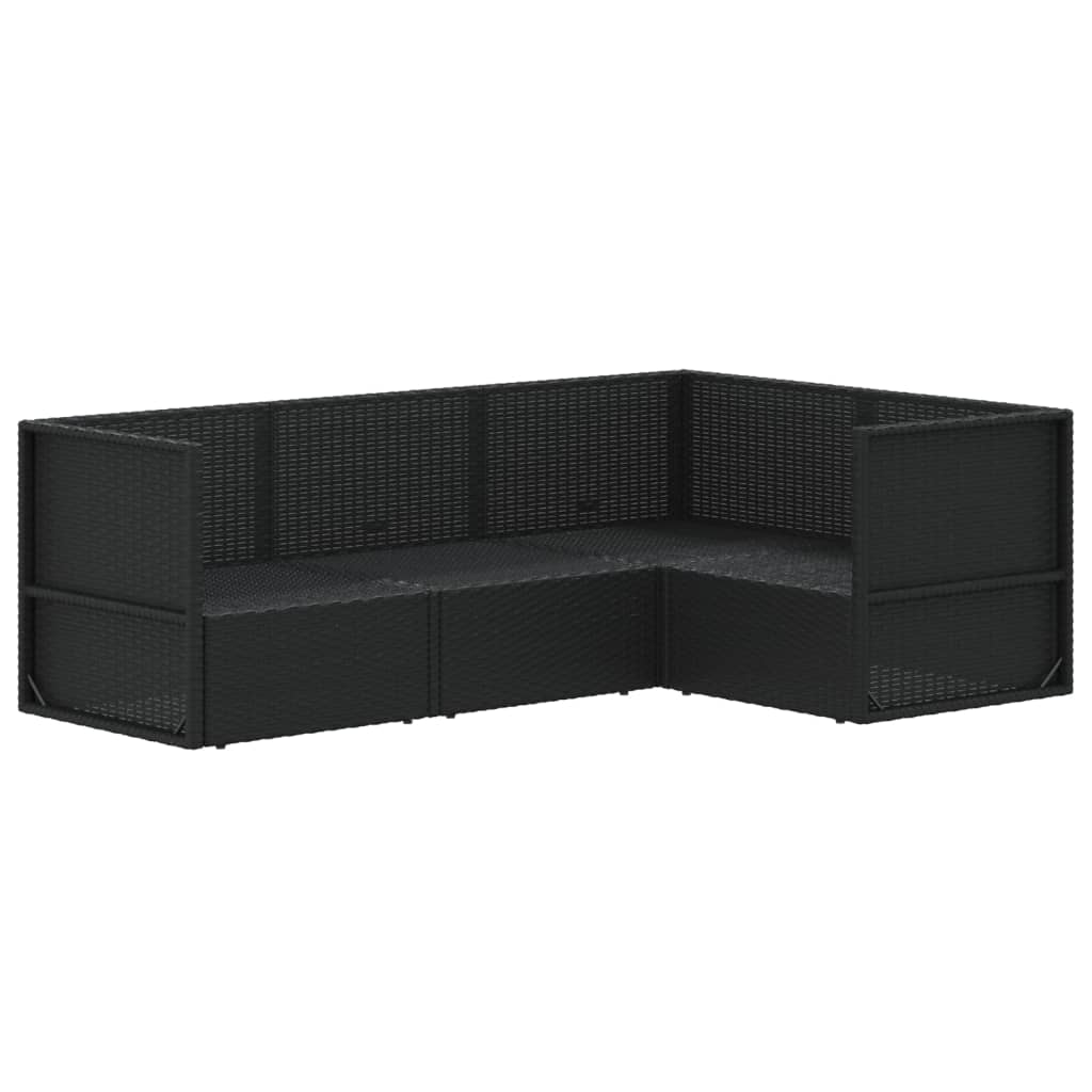 Salon de jardin meuble d'extérieur ensemble de mobilier 4 pièces avec coussins noir résine tressée