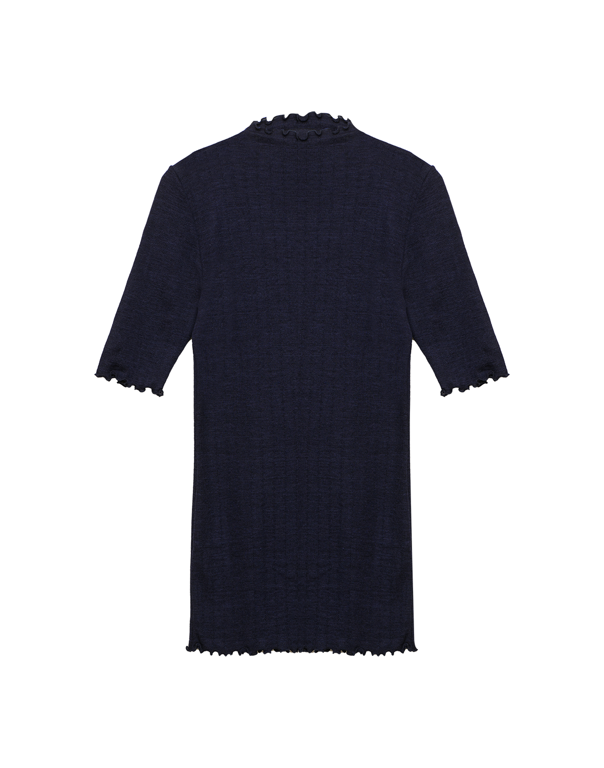 Pointelle T-shirt met hoge hals van merinowol/zijde voor dames