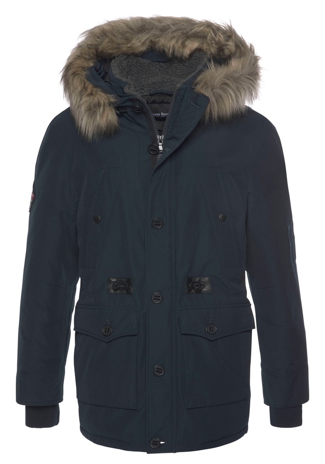 Bruno Banani Parka mit Kapuze strapazierfähiges Material,  abnehmbare Kapuze mit Fellimitat