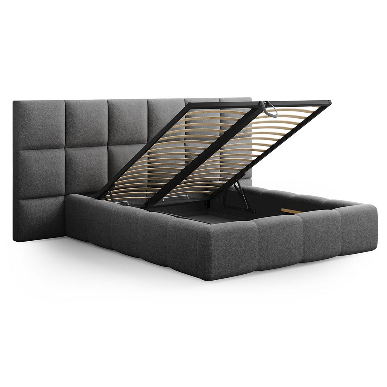 Maison Héritage Lit avec coffre de rangement Isa gris foncé - 230x300x125 cm