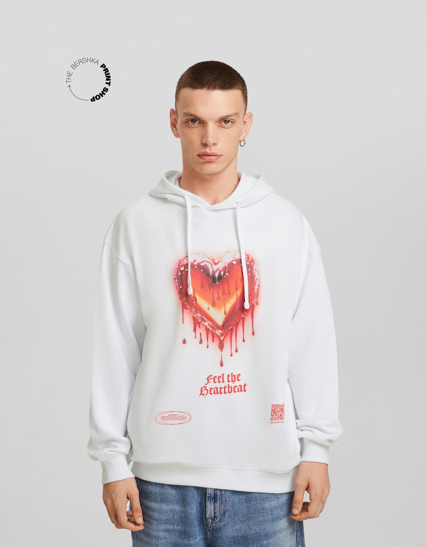 Moletom com capuz Bershka Wearable Art com estampa