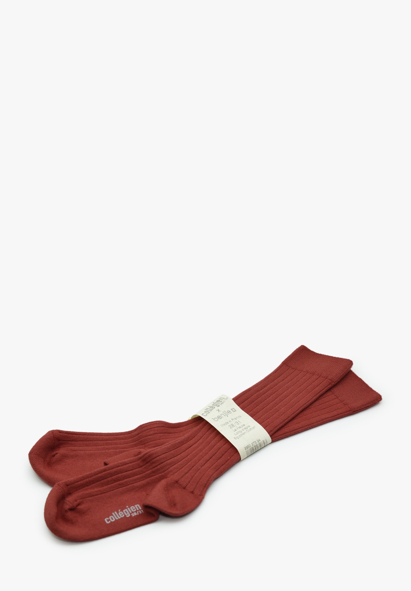 Hohe gerippte Socken Benjie x Collegien karminrot