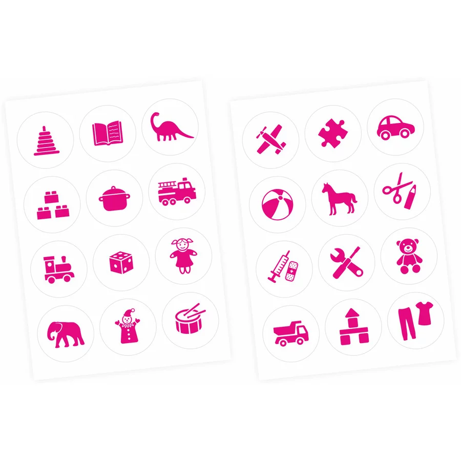 Nikima Möbelaufkleber Ordnungssticker für Spielzeug PINK WEISS pink