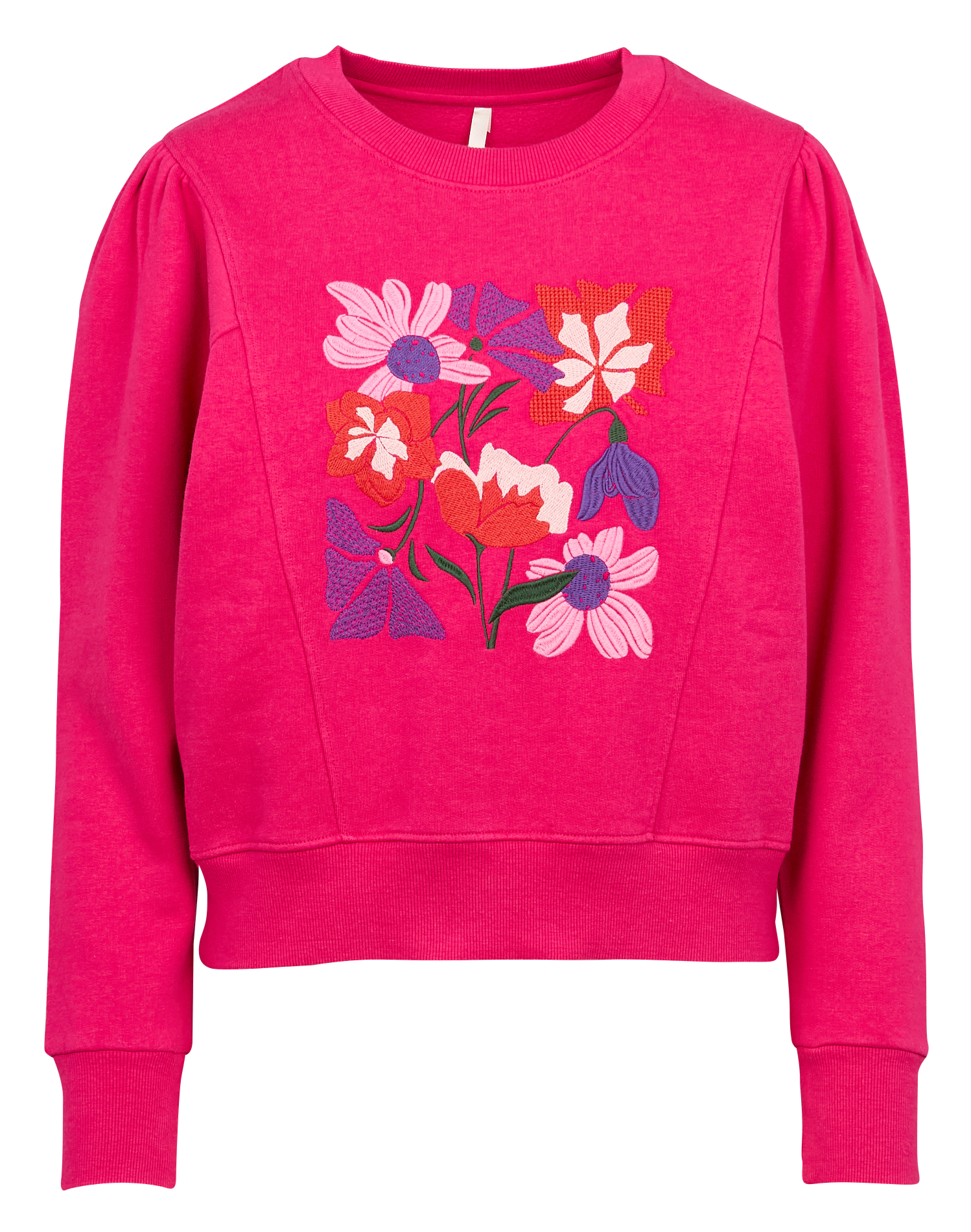 Sweat col rond droit en coton mélangé | Rose