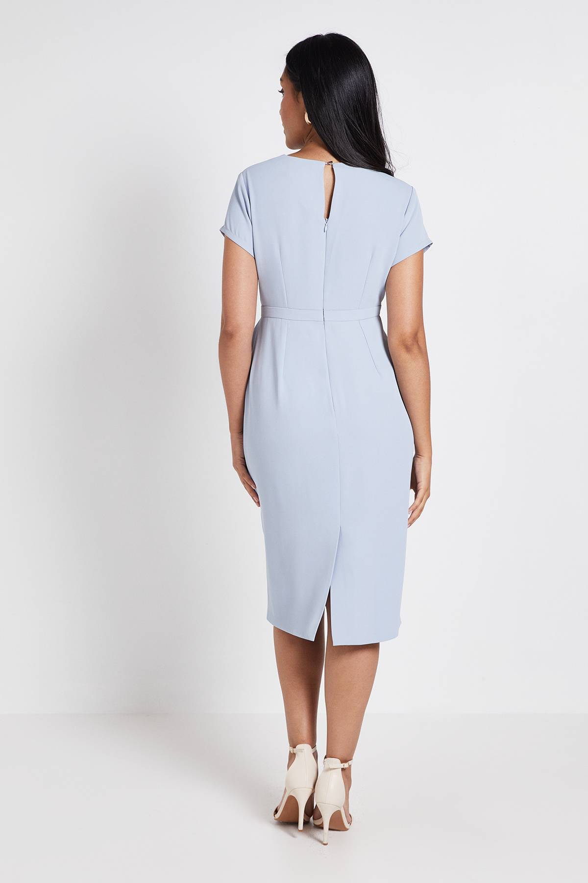 Wallis Robe Crayon Petite Taille En Crêpe Ajustée À Volants
