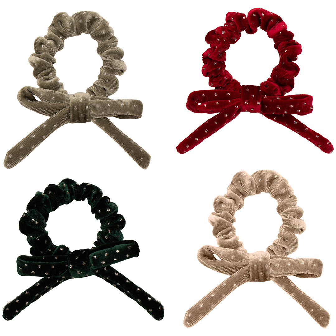 mimi & lula haarelastiekjes christmas velvet bow - multi - 4st
