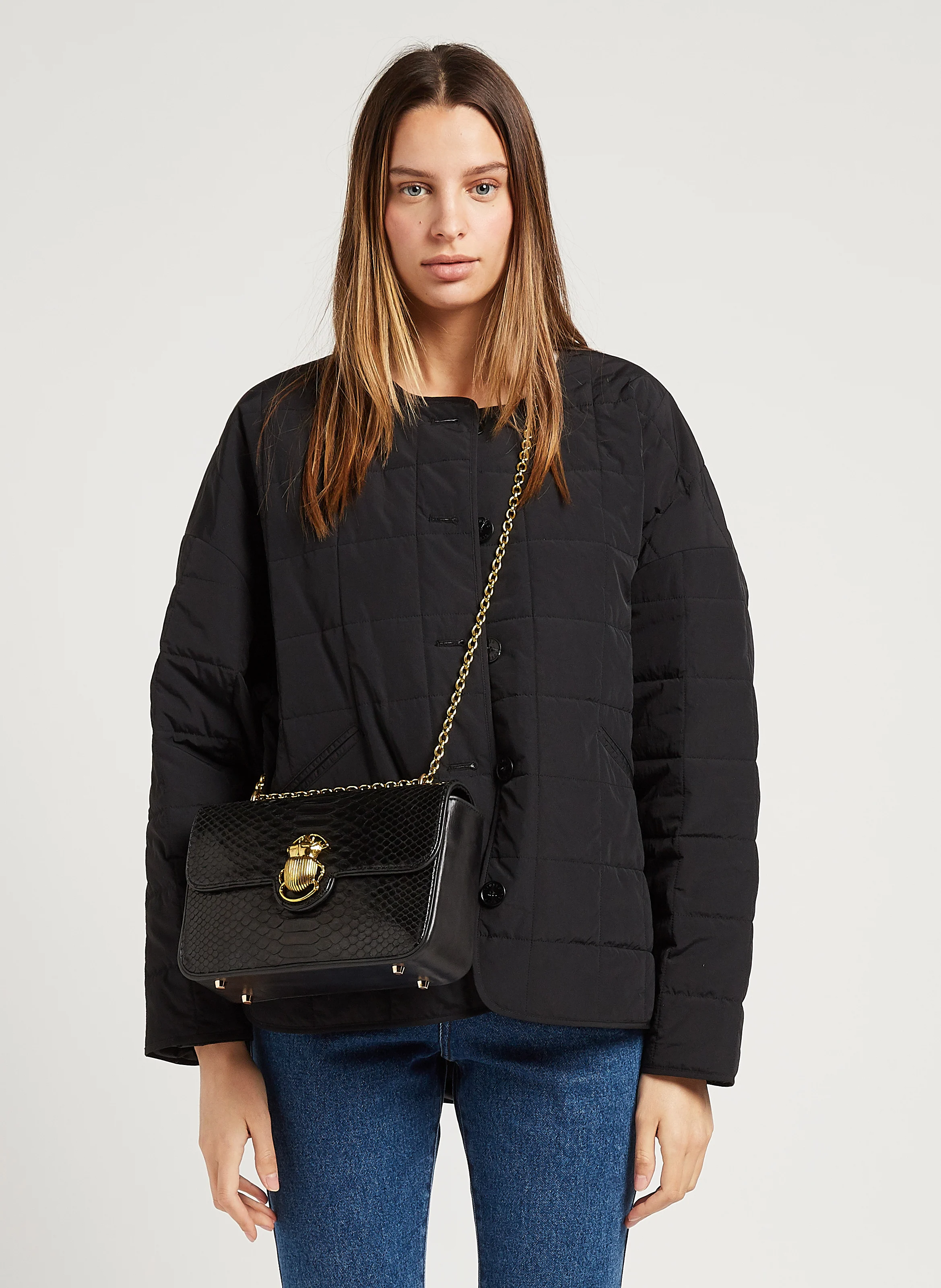 AVA - Sac bandoulière en cuir de python | Noir