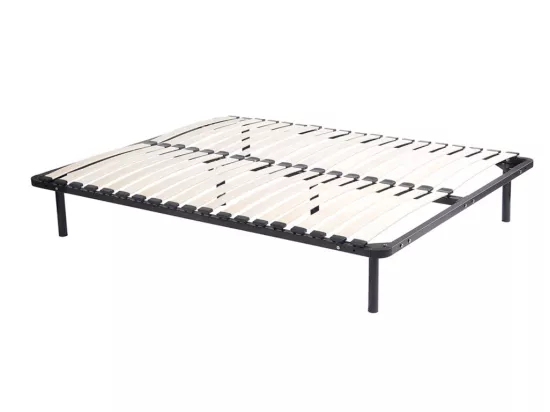 Sommier cadre à lattes 140 x 190 cm - 2x19 lattes - Avec pied - Noir - KALISTA de YSMÉE