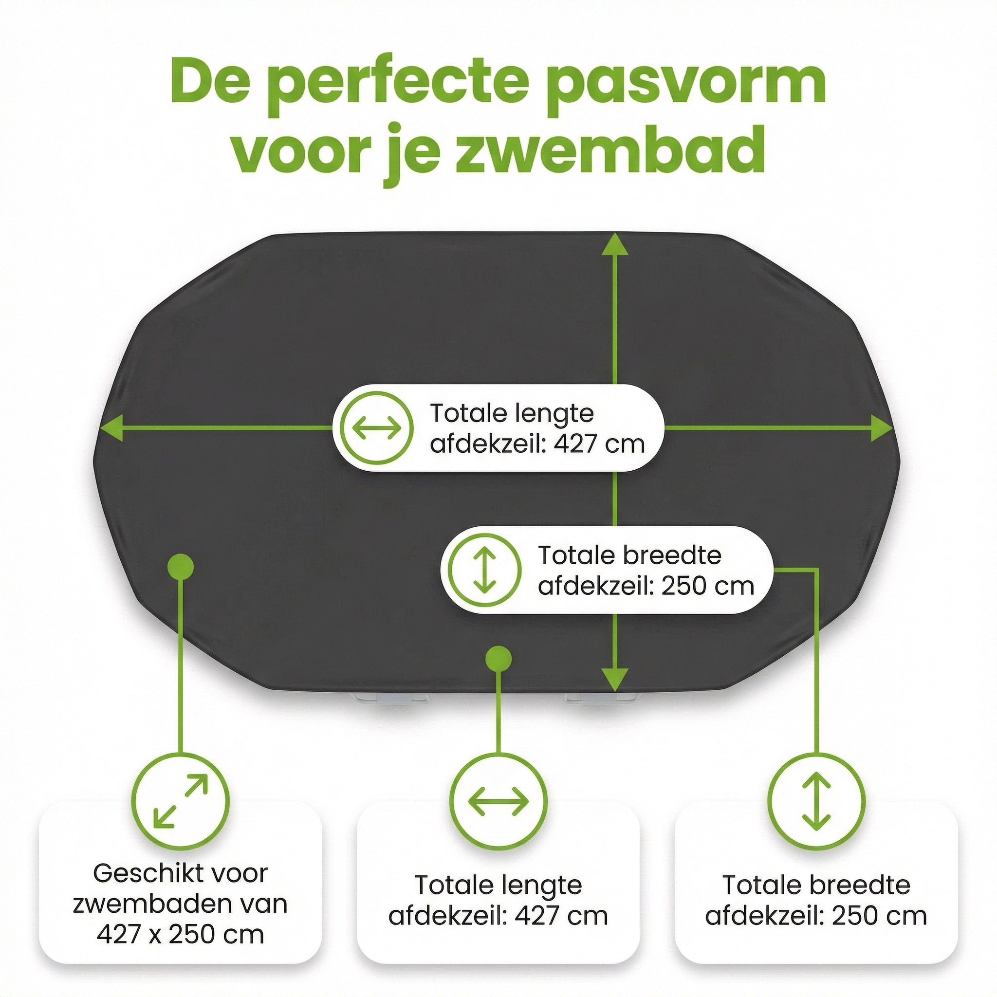 Bestway ovaal 427 x 250 cm afdekzeil - Black