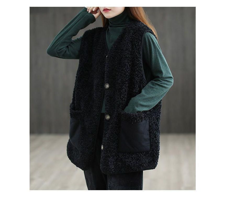 ZIMO - V-hals fleece vest met knoopjes