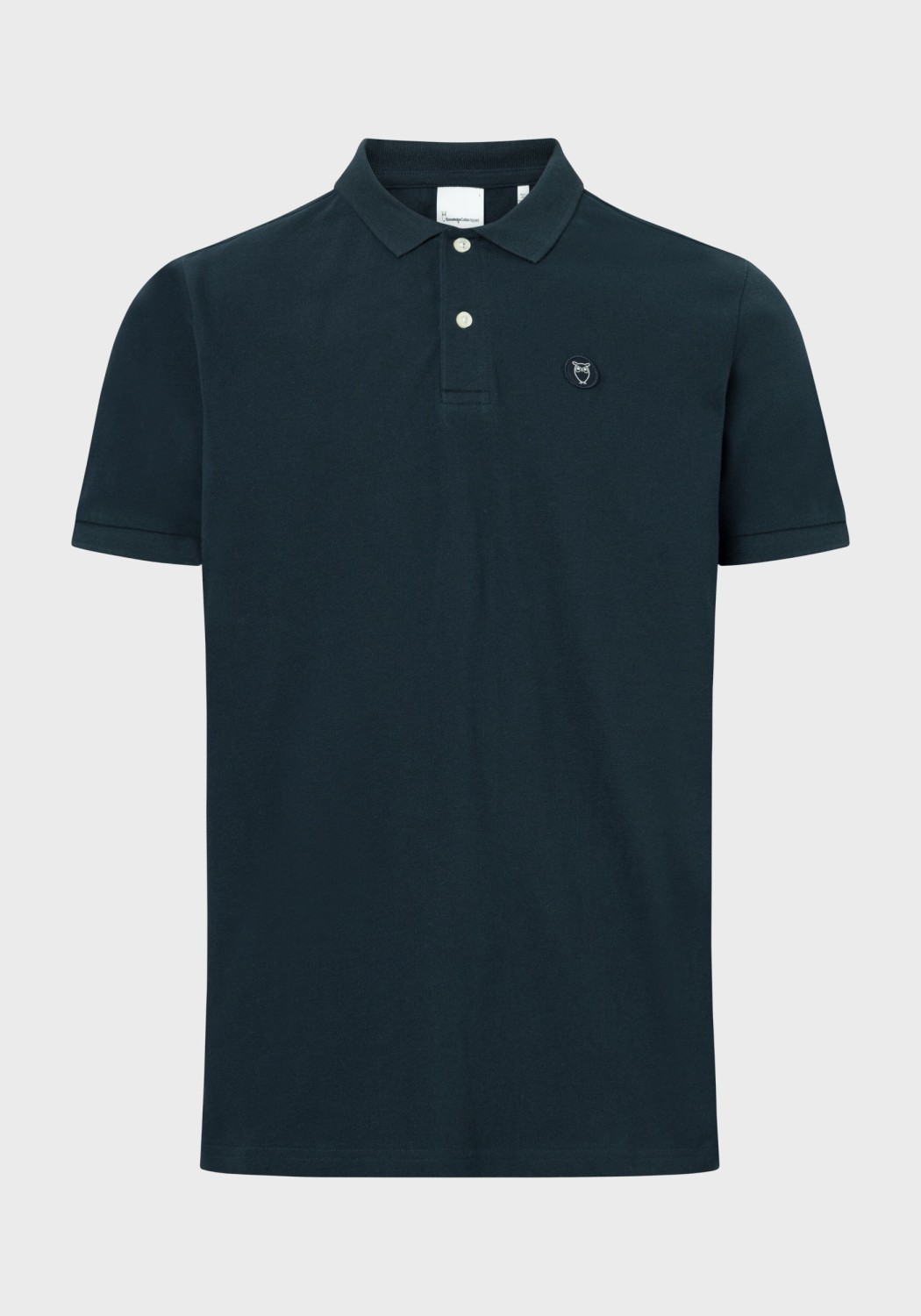 Knowledge Cotton Apparel Basic Badge Polo Shirt Total Eclipse