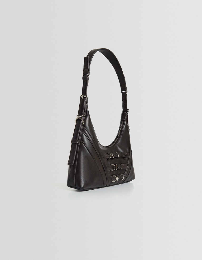 Bolsa de ombro com detalhe de efeito desbotado
