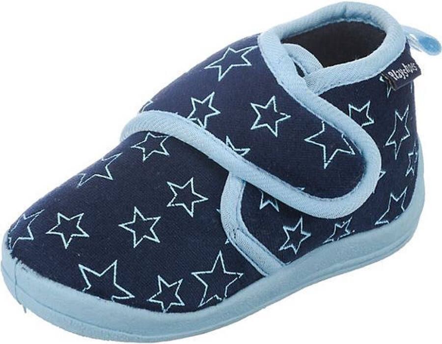 Playshoes pantoffels met sterrendessin Velcro donkerblauw lichtblauw Jongens Polyester 18 19
