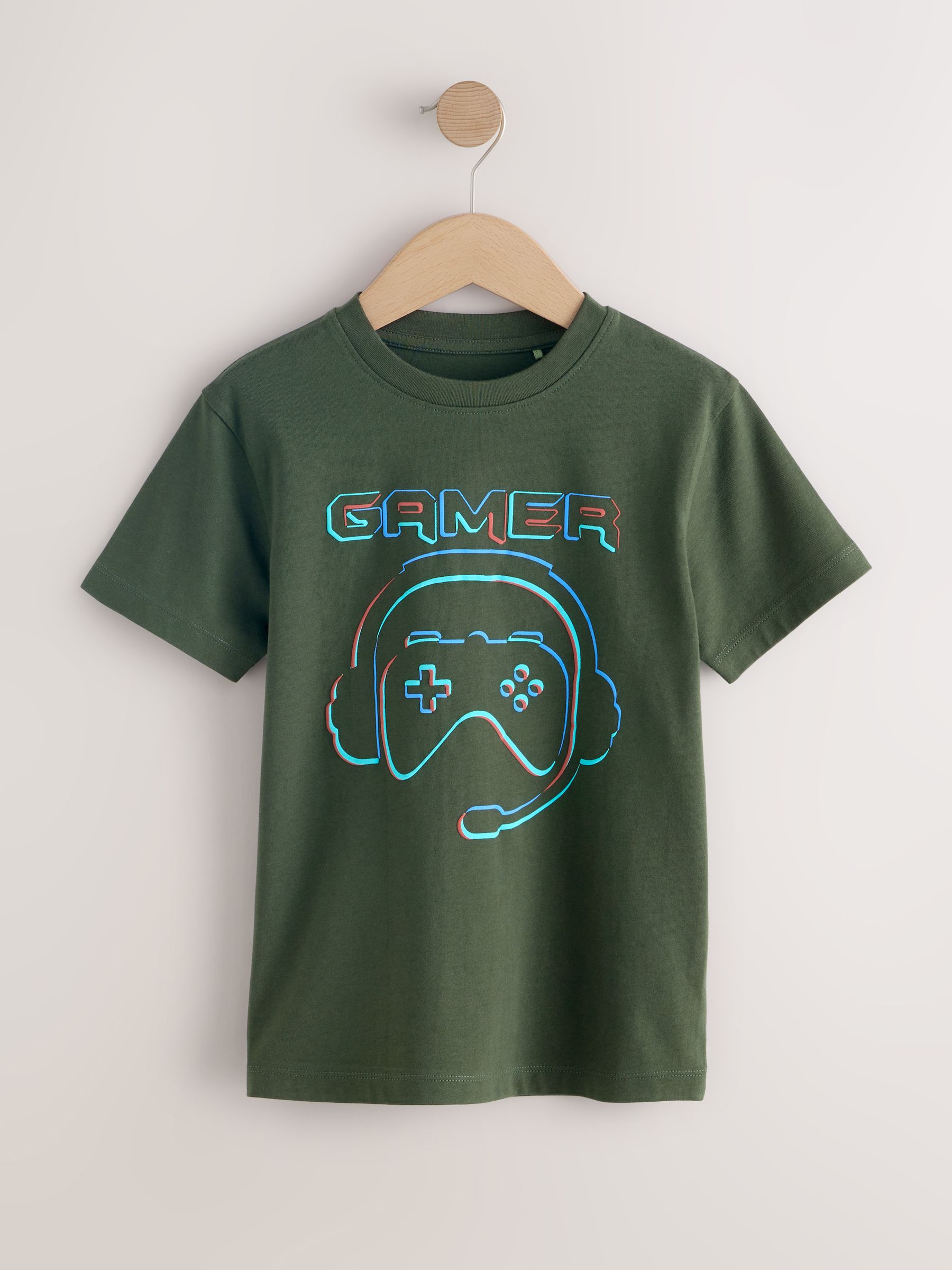 Blauw/groen/geel - Regular fit T-shirts met grafische print en korte mouwen 3 stuks (3-16jr)