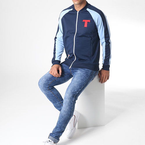 Veste Zippée A Bandes Toho Bleu Marine Bleu Clair