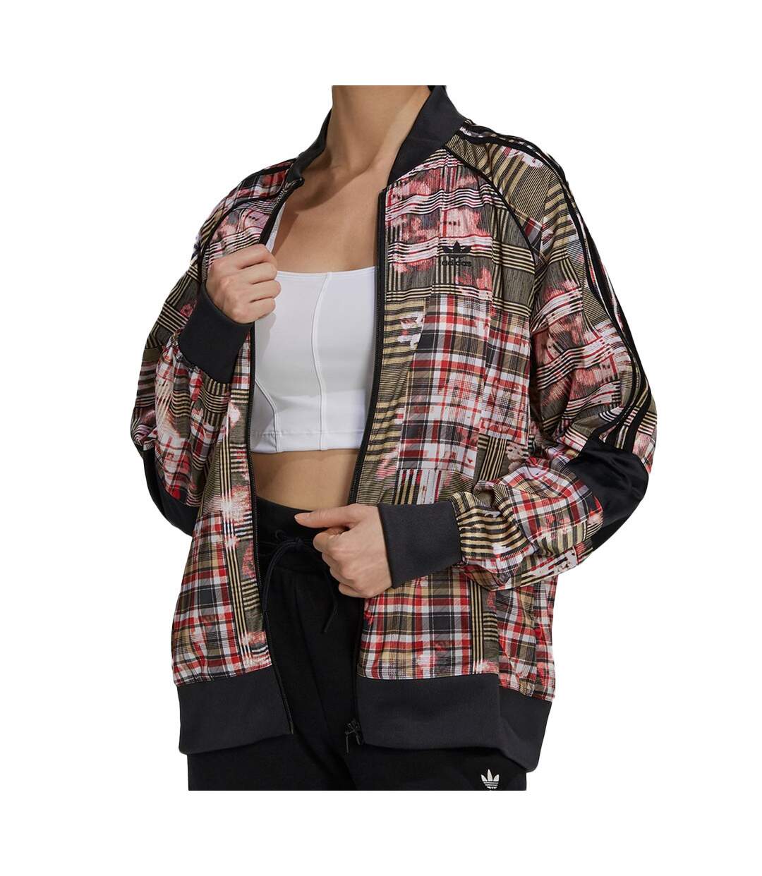 Veste Rouge/Blanc/Noir Femme Adidas Tracktop