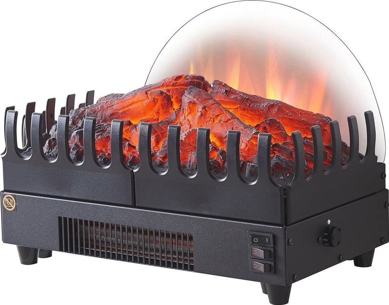 Elektrische Open Haard Inzethaard met Verwarming 1000/2000 W en Realistisch 3D Vlam Effect