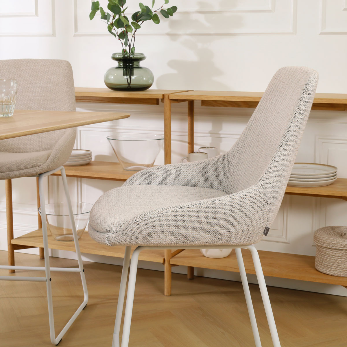 Barkruk Nino-Isa grjis beige gemêleerd - wit 75 cm