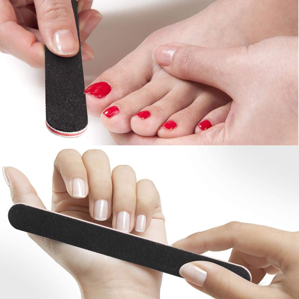(10er Set) Nagelfeile Formfeile Doppelseitig für die Maniküre / Pediküre - Schwarz