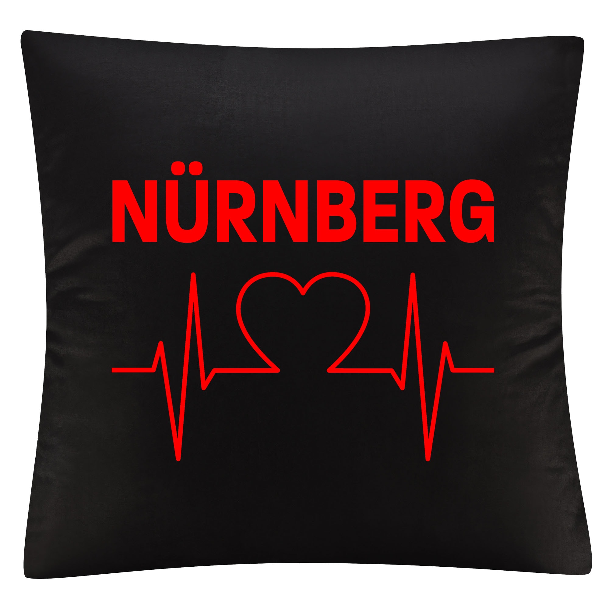 multifanshop® Kissenbezug - Nürnberg - Herzschlag - Druck rot