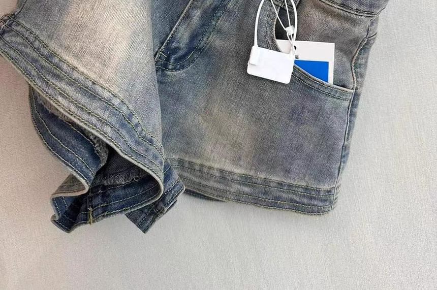 Eiffekee - Hoge taille gewassen denim hotpants