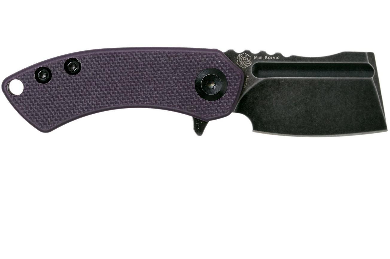 Kansept Mini Korvid T3030A3 Blackwashed, Purple G10 zakmes, Justin Koch design