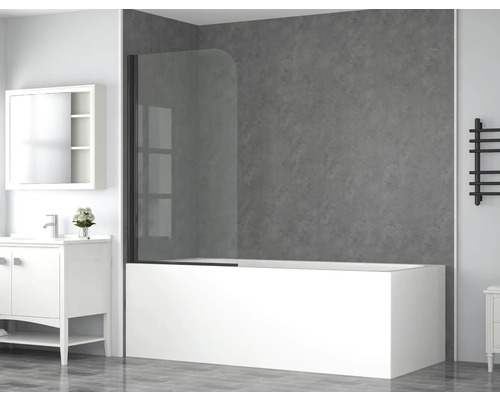 form&style badwand, 1-delig, BAFIA, 750 x 1400 mm, helder glas, profielkleur zwart