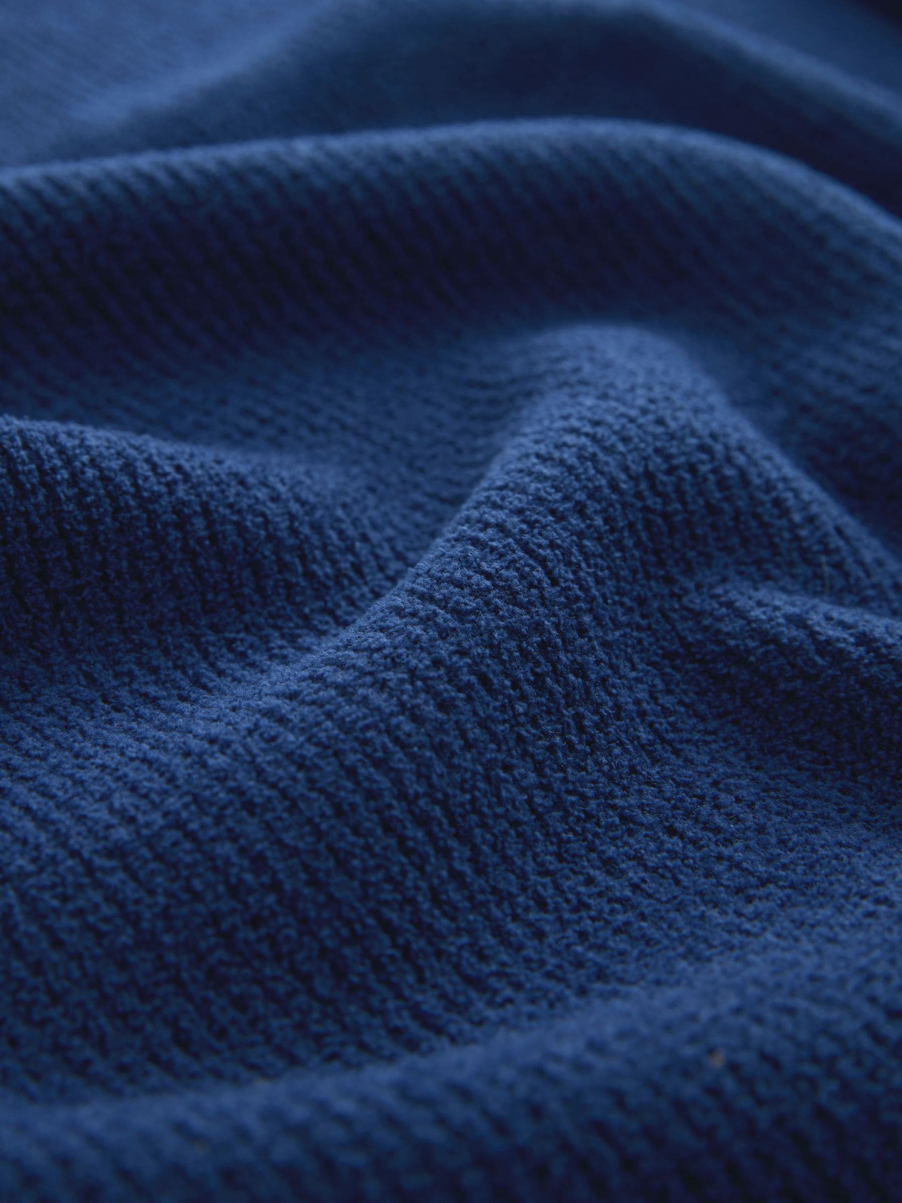 Donkerblauw - Regular fit geribde chenille trui met korte rits
