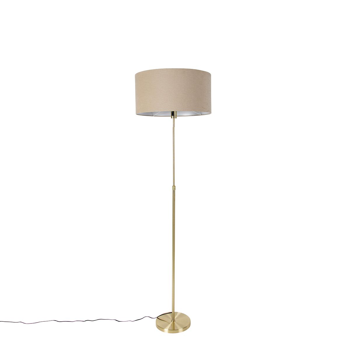 Vloerlamp verstelbaar goud met kap lichtbruin 50 cm - Parte