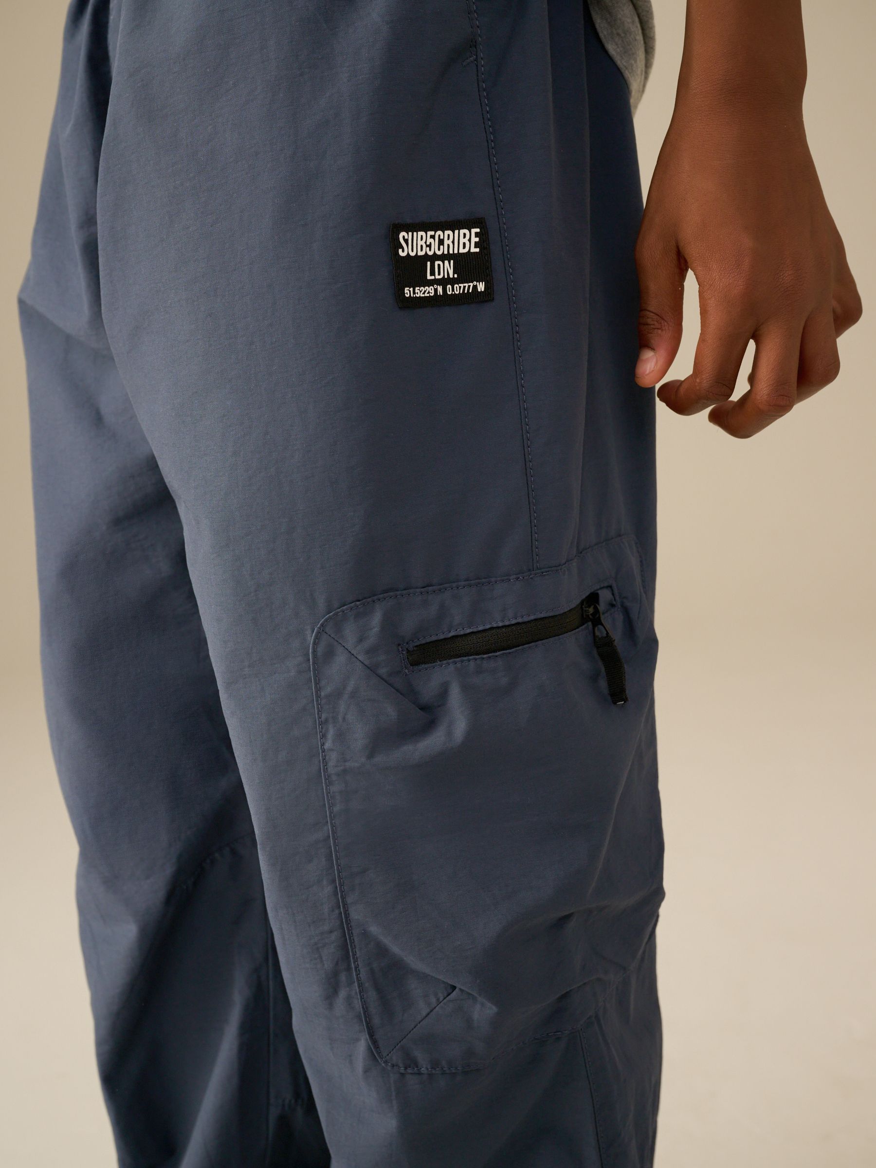 Blauw - Cargo broek met ritszak (3-16jr)