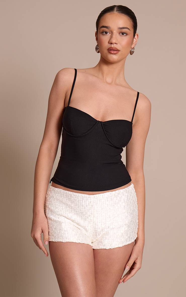 Blanc Short Satiné Texturé