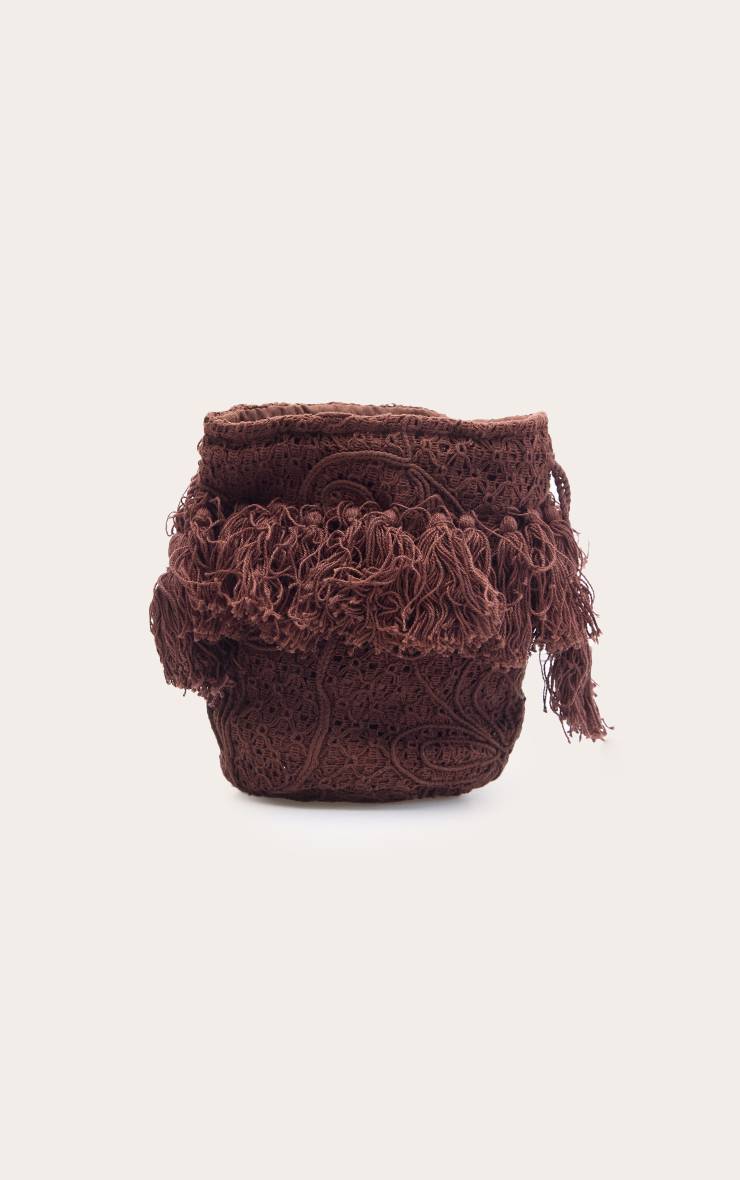 Chocolat Sac Bandoulière De Plage Au Crochet À Motif Floral