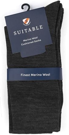 Suitable Merino Sokken Antraciet 2-Pack 989620103000-Antracite-2 pack kopen