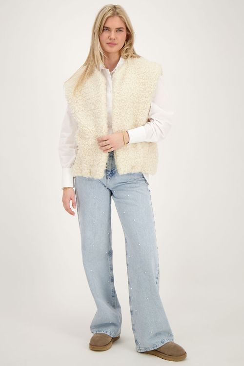 Oversized witte blouse met borstzak