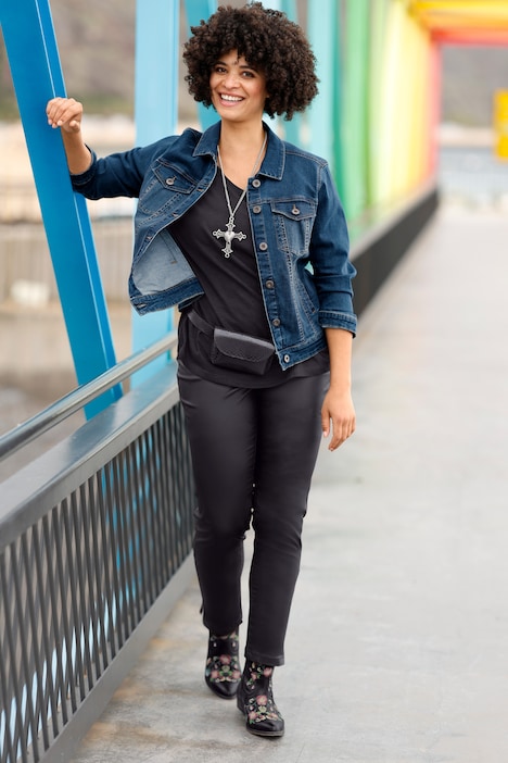Jeansjacke, Hemdkragen, Knopfleiste, langer Arm