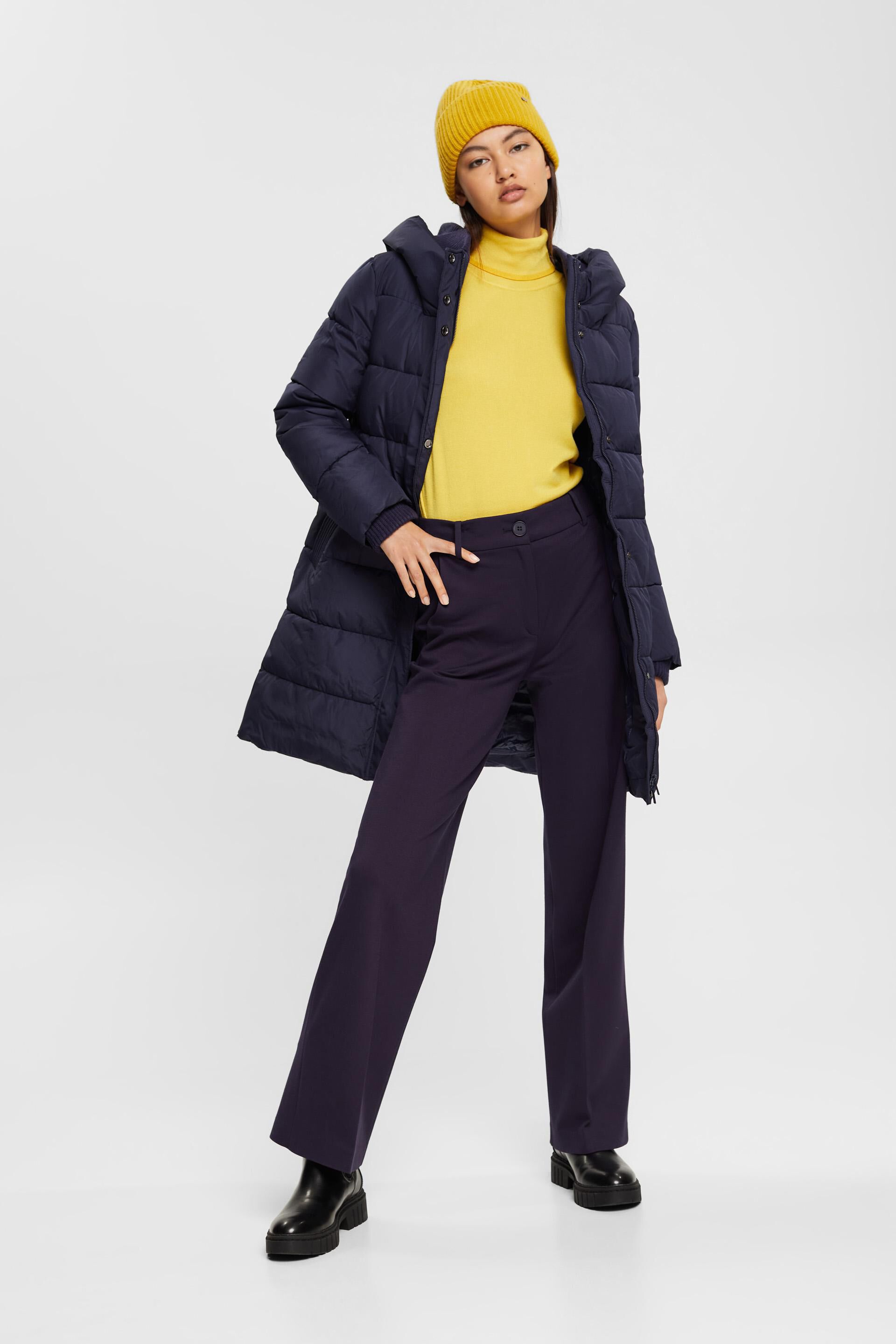 Manteau matelassé à détails en maille côtelée
