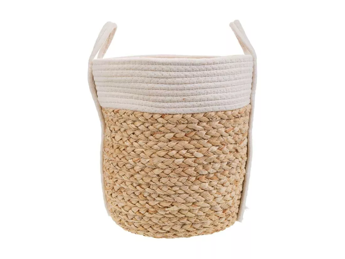 Panier blanc en corde tressée d30x30h