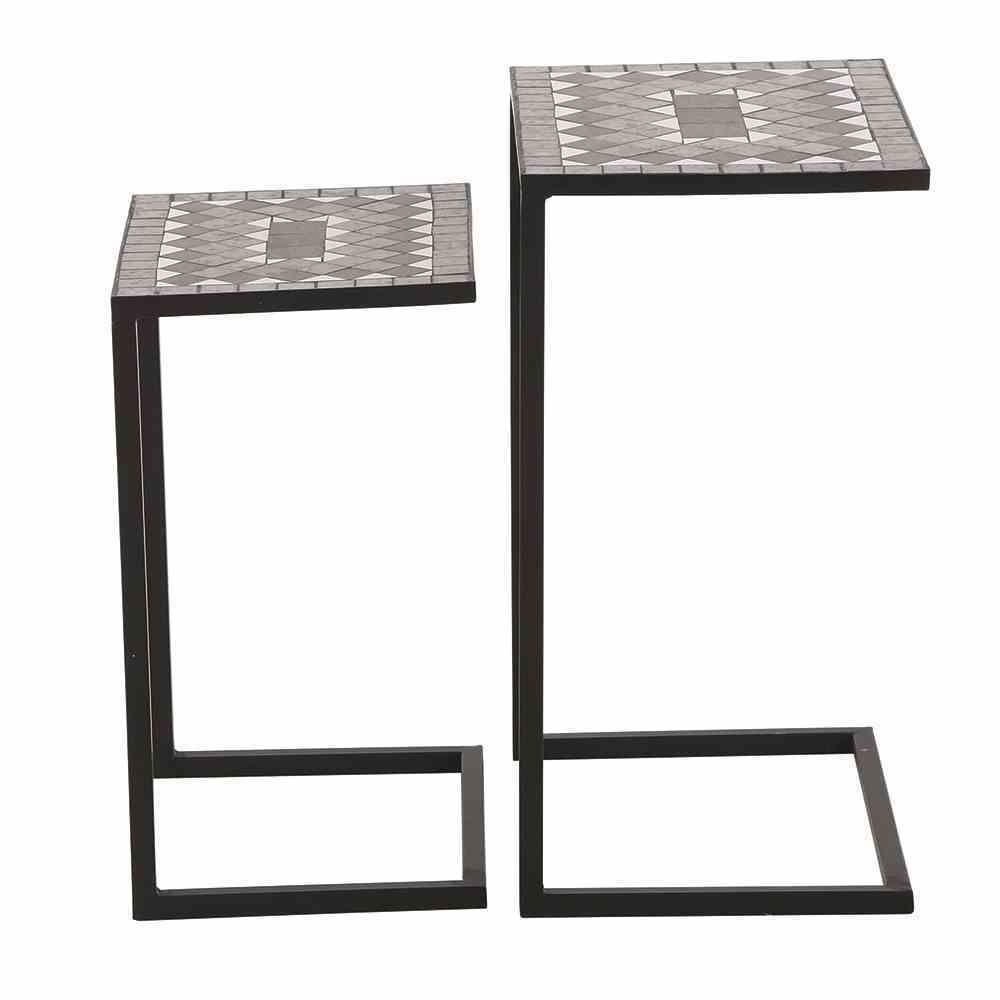 2-teiliges Tischset COMO - matt schwarz - Mosaikoptik
