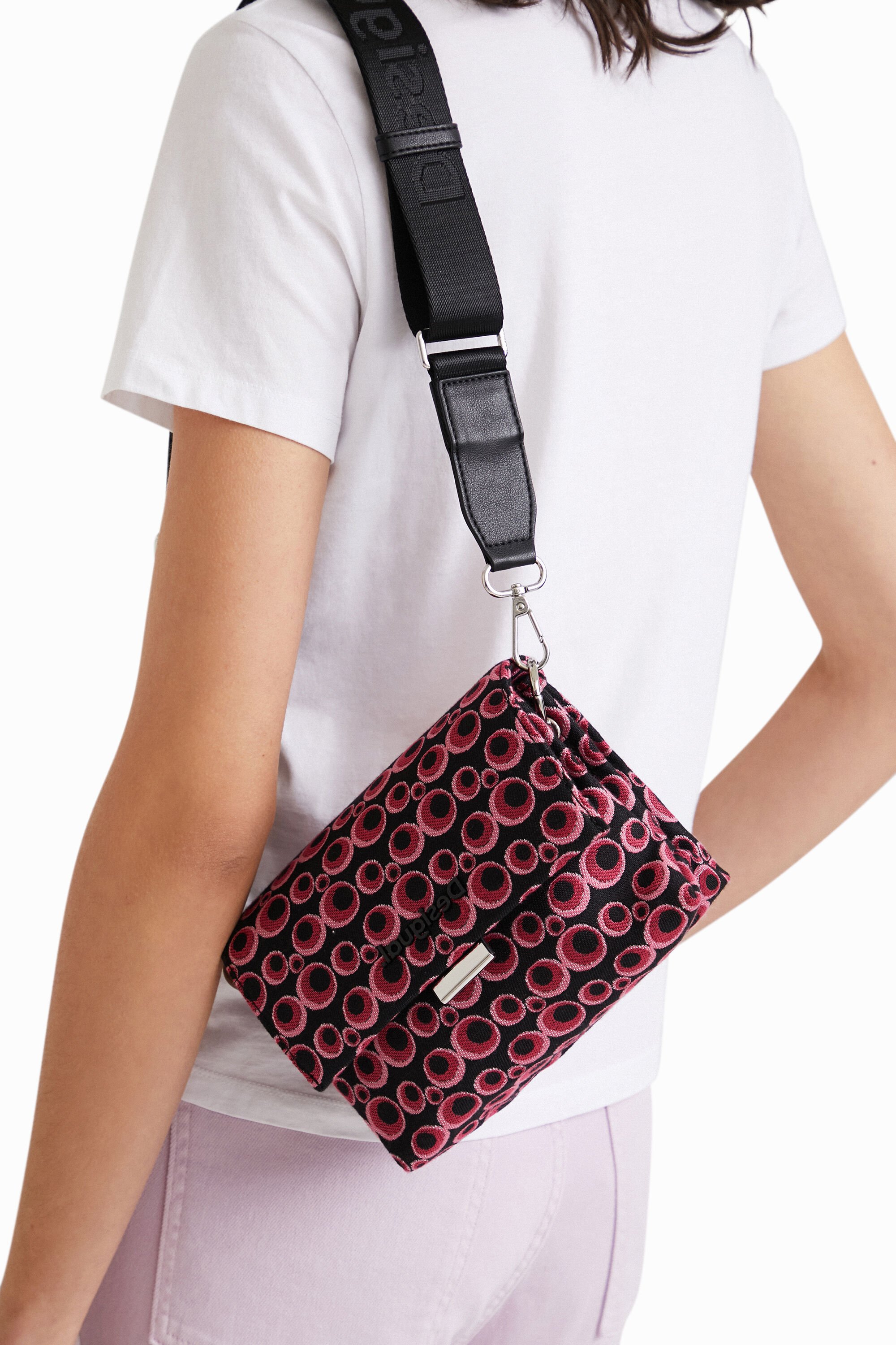 Sac à bandoulière en jacquard avec cercles