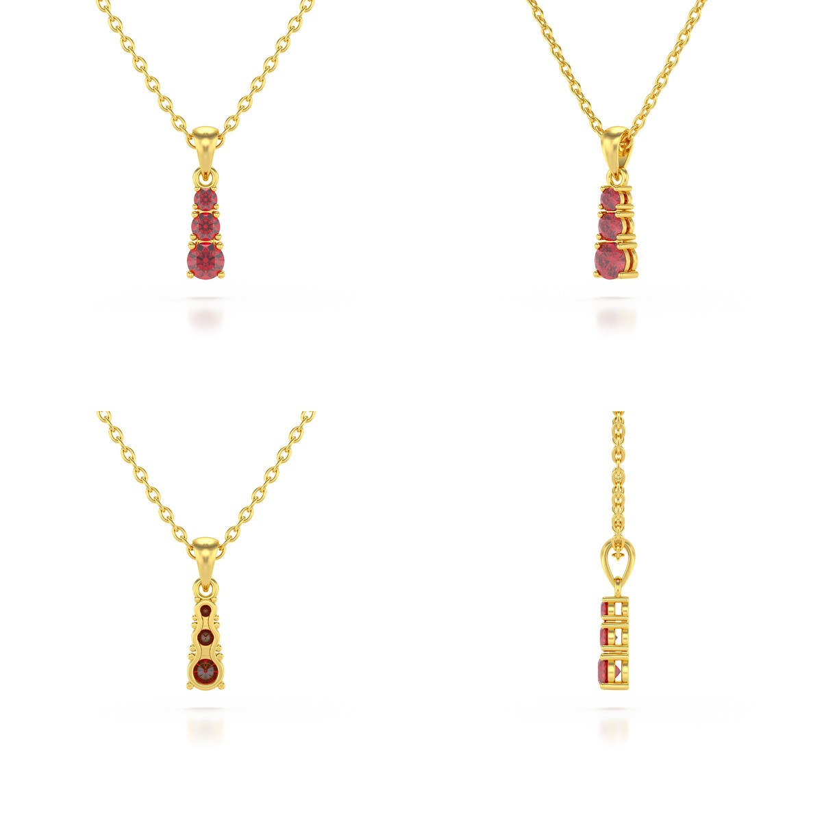 Collier Pendentif ADEN Or 585 Jaune Rubis Chaine Or 585 incluse 0.45grs