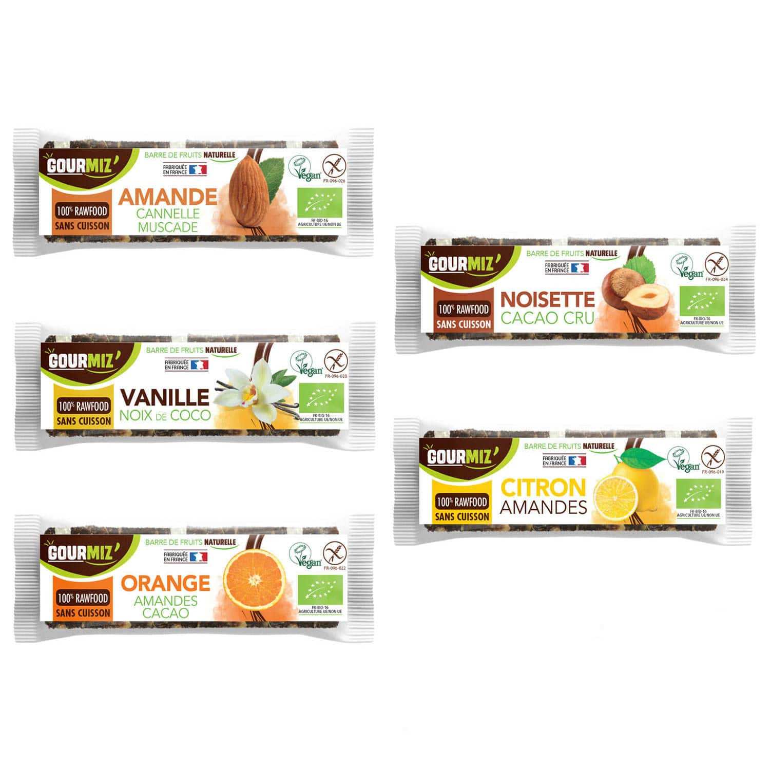Barres énergétiques crues et bios Gourmiz - pack découverte